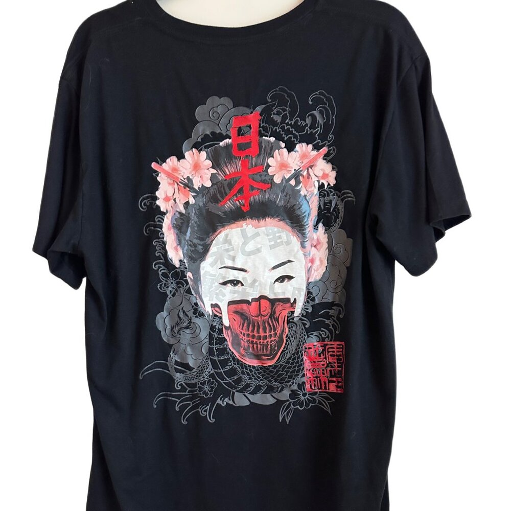 Vibes Geisha Skelton Face Tee sz Large Alternative